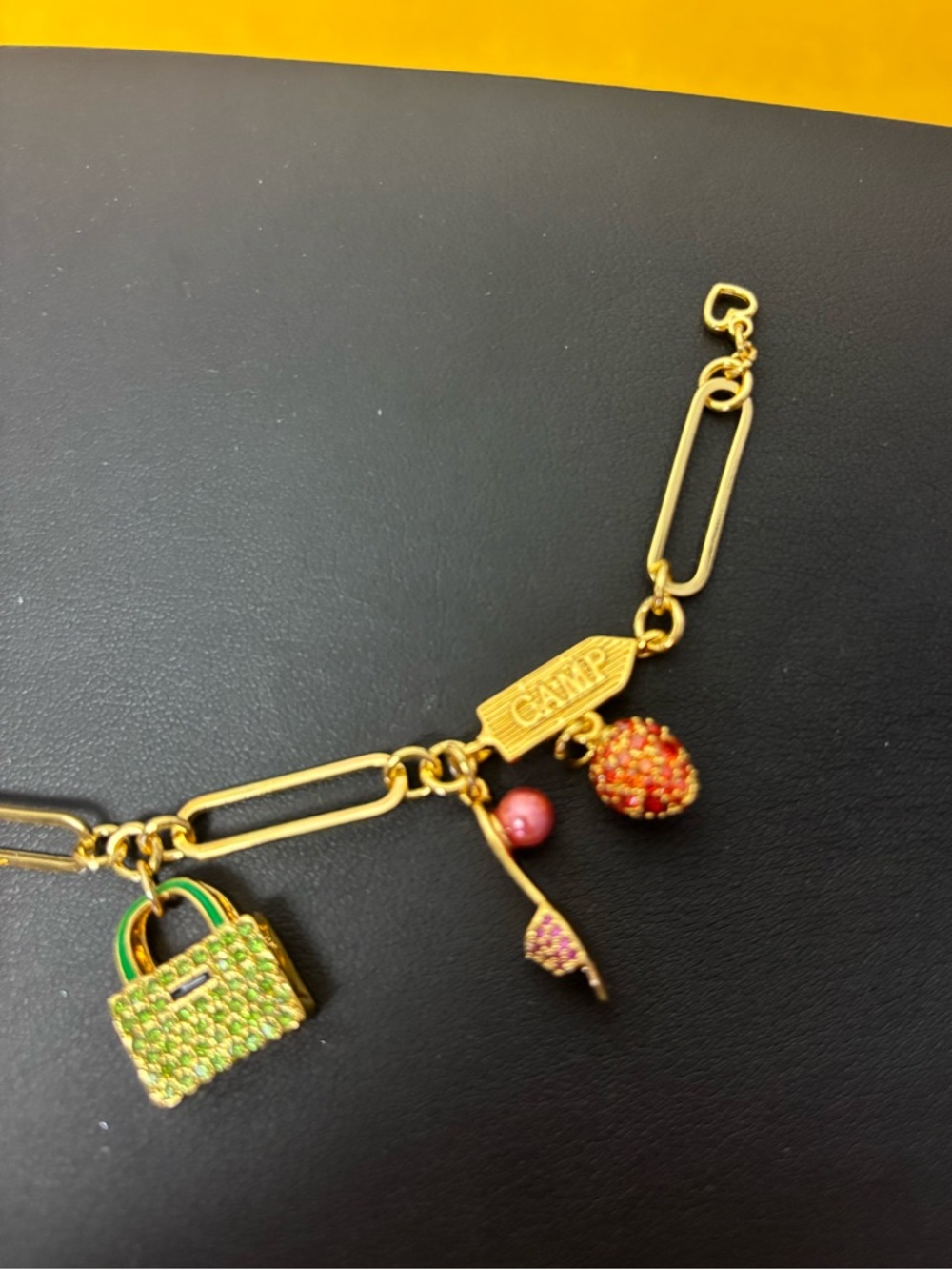 Kate Spade Multicolor Charm Bracelet with Green Bag Charm. NWT. 8” - Picture 4 of 9